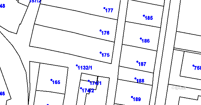 Parcela st. 175 v KÚ Slavonín, Katastrální mapa