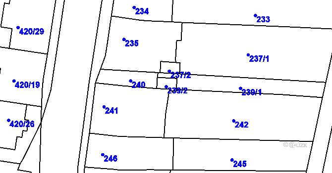 Parcela st. 239/2 v KÚ Slavonín, Katastrální mapa