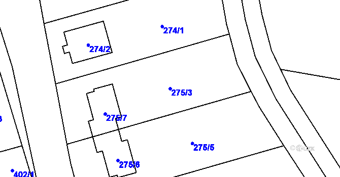 Parcela st. 275/3 v KÚ Slavonín, Katastrální mapa