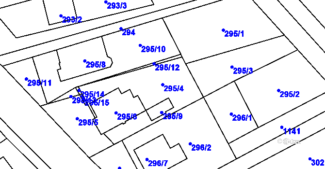 Parcela st. 295/4 v KÚ Slavonín, Katastrální mapa