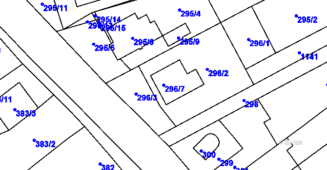Parcela st. 296/7 v KÚ Slavonín, Katastrální mapa