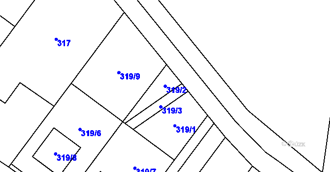 Parcela st. 319/2 v KÚ Slavonín, Katastrální mapa