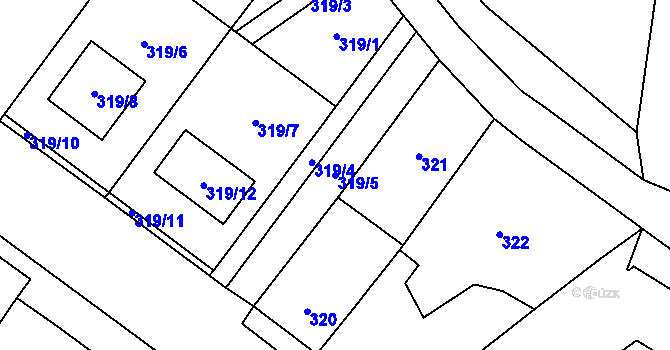 Parcela st. 319/5 v KÚ Slavonín, Katastrální mapa