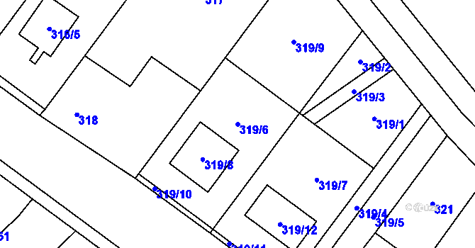 Parcela st. 319/6 v KÚ Slavonín, Katastrální mapa