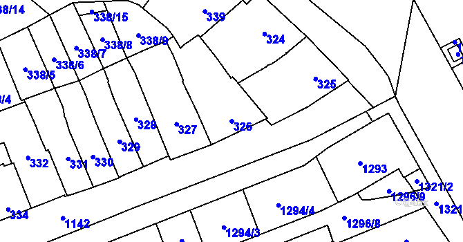 Parcela st. 326 v KÚ Slavonín, Katastrální mapa