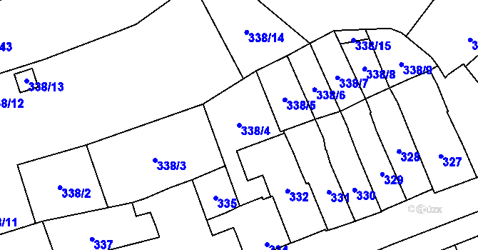 Parcela st. 338/4 v KÚ Slavonín, Katastrální mapa