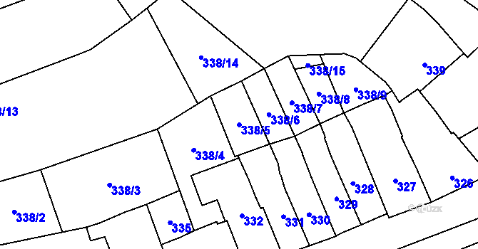 Parcela st. 338/5 v KÚ Slavonín, Katastrální mapa