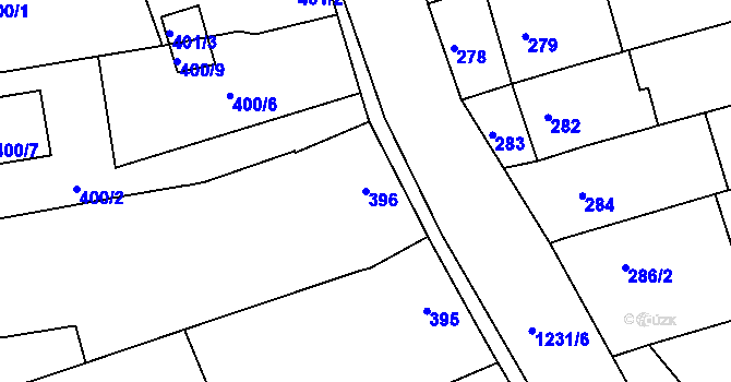 Parcela st. 396 v KÚ Slavonín, Katastrální mapa