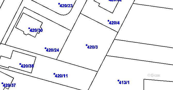 Parcela st. 420/3 v KÚ Slavonín, Katastrální mapa
