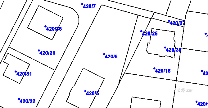 Parcela st. 420/6 v KÚ Slavonín, Katastrální mapa