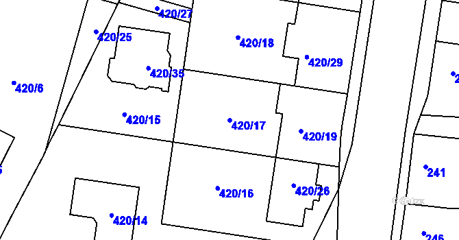 Parcela st. 420/17 v KÚ Slavonín, Katastrální mapa