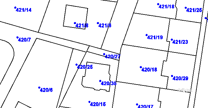Parcela st. 420/27 v KÚ Slavonín, Katastrální mapa