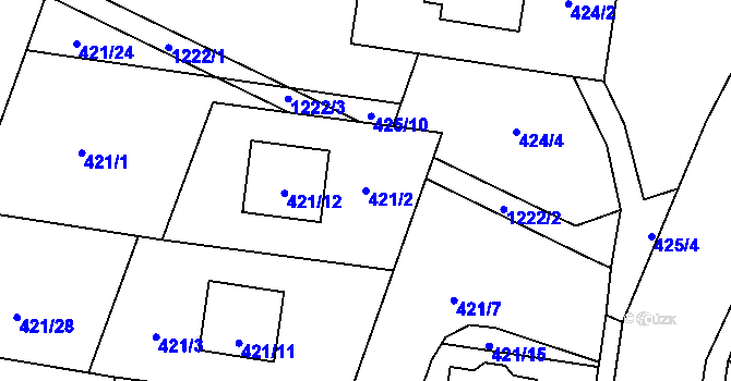 Parcela st. 421/2 v KÚ Slavonín, Katastrální mapa