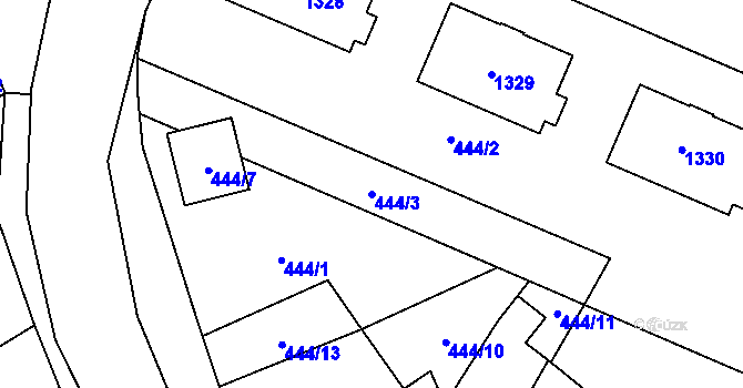 Parcela st. 444/3 v KÚ Slavonín, Katastrální mapa