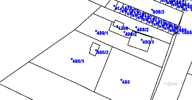 Parcela st. 486/2 v KÚ Slavonín, Katastrální mapa