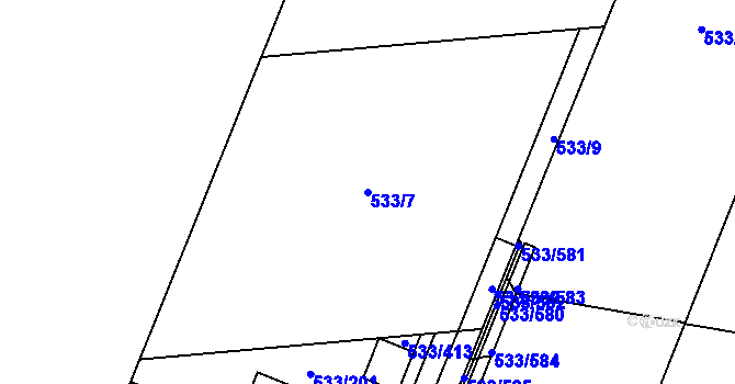 Parcela st. 533/7 v KÚ Slavonín, Katastrální mapa