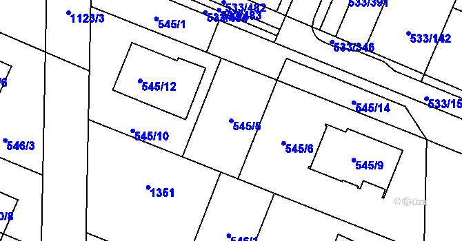 Parcela st. 545/5 v KÚ Slavonín, Katastrální mapa