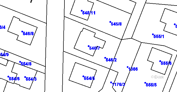 Parcela st. 546/7 v KÚ Slavonín, Katastrální mapa