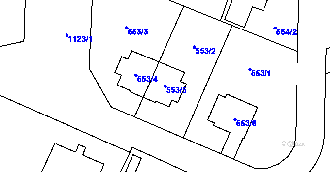 Parcela st. 553/5 v KÚ Slavonín, Katastrální mapa