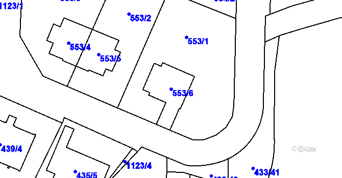 Parcela st. 553/6 v KÚ Slavonín, Katastrální mapa