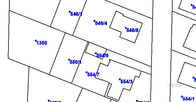 Parcela st. 554/9 v KÚ Slavonín, Katastrální mapa