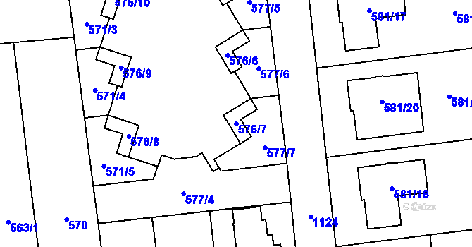 Parcela st. 576/7 v KÚ Slavonín, Katastrální mapa