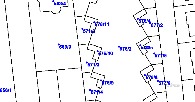 Parcela st. 576/10 v KÚ Slavonín, Katastrální mapa