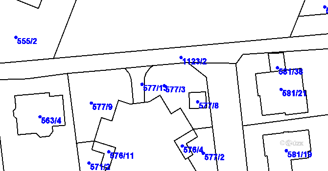 Parcela st. 577/3 v KÚ Slavonín, Katastrální mapa