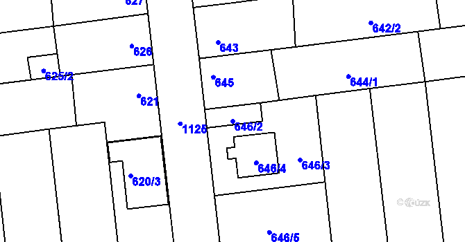 Parcela st. 646/2 v KÚ Slavonín, Katastrální mapa