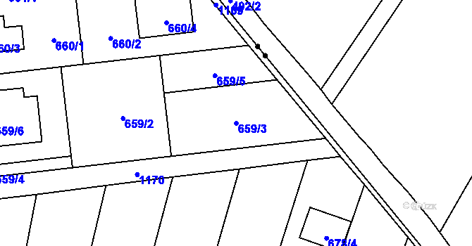 Parcela st. 659/3 v KÚ Slavonín, Katastrální mapa