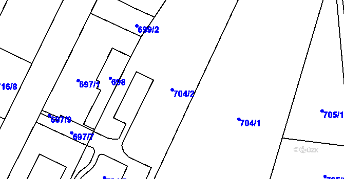 Parcela st. 704/2 v KÚ Slavonín, Katastrální mapa