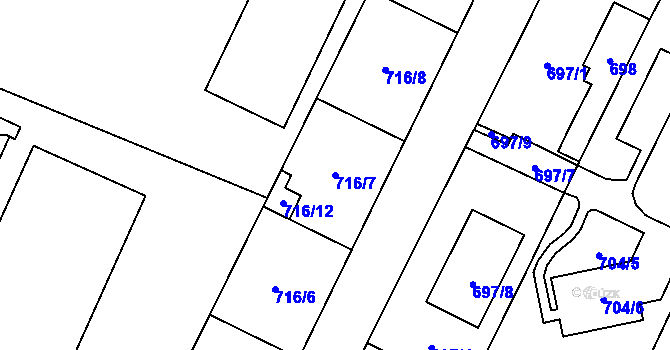 Parcela st. 716/7 v KÚ Slavonín, Katastrální mapa