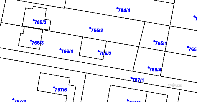 Parcela st. 766/2 v KÚ Slavonín, Katastrální mapa