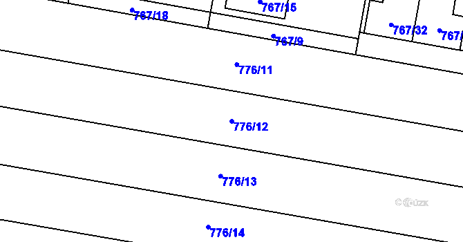 Parcela st. 776/12 v KÚ Slavonín, Katastrální mapa