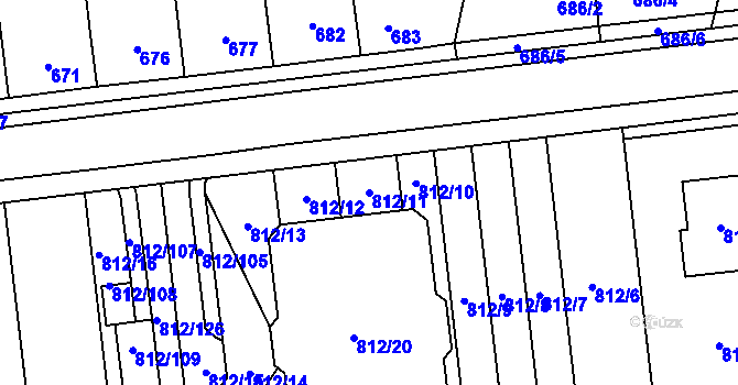 Parcela st. 812/11 v KÚ Slavonín, Katastrální mapa
