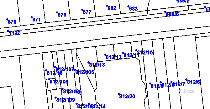 Parcela st. 812/12 v KÚ Slavonín, Katastrální mapa