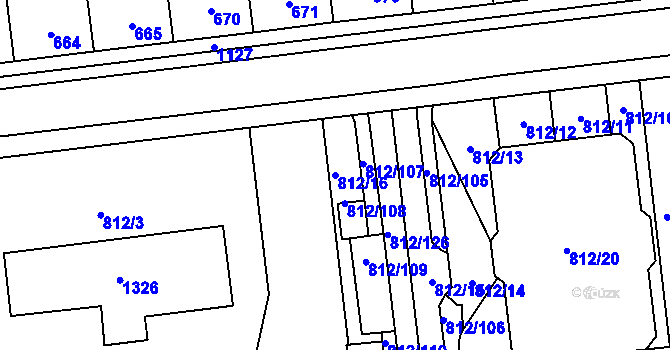 Parcela st. 812/16 v KÚ Slavonín, Katastrální mapa