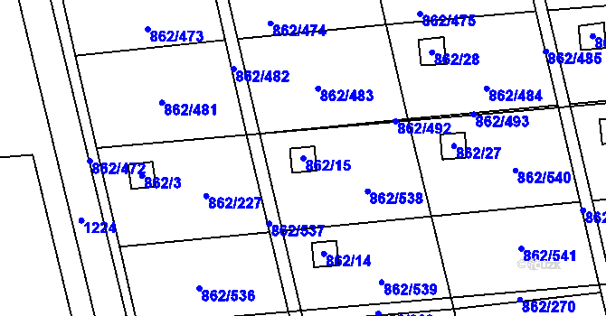 Parcela st. 862/15 v KÚ Slavonín, Katastrální mapa
