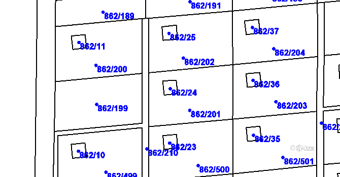 Parcela st. 862/24 v KÚ Slavonín, Katastrální mapa