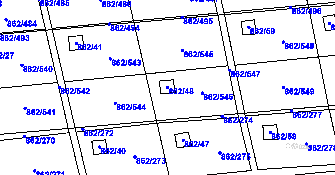 Parcela st. 862/48 v KÚ Slavonín, Katastrální mapa