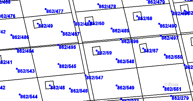 Parcela st. 862/59 v KÚ Slavonín, Katastrální mapa