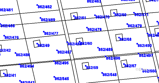 Parcela st. 862/60 v KÚ Slavonín, Katastrální mapa