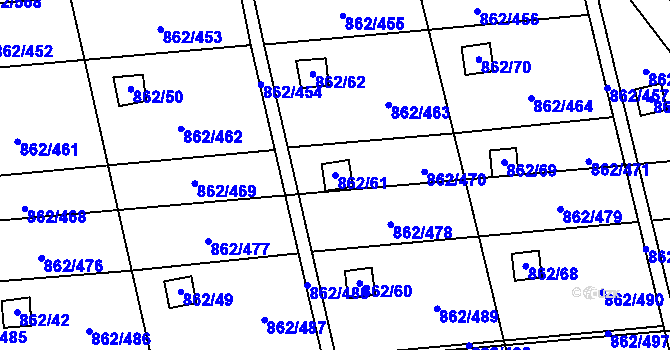 Parcela st. 862/61 v KÚ Slavonín, Katastrální mapa