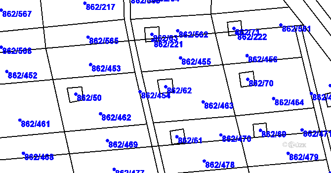 Parcela st. 862/62 v KÚ Slavonín, Katastrální mapa
