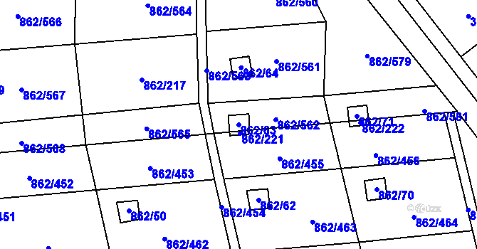 Parcela st. 862/63 v KÚ Slavonín, Katastrální mapa