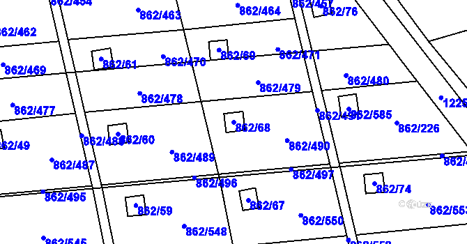 Parcela st. 862/68 v KÚ Slavonín, Katastrální mapa