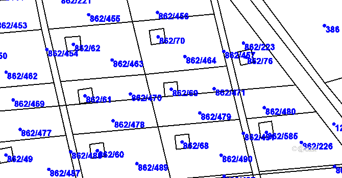 Parcela st. 862/69 v KÚ Slavonín, Katastrální mapa