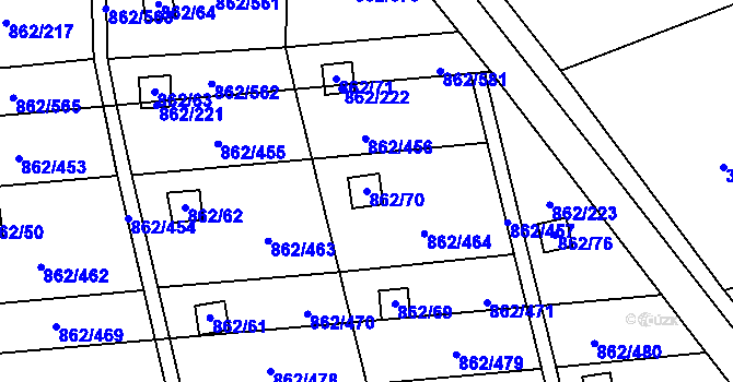 Parcela st. 862/70 v KÚ Slavonín, Katastrální mapa