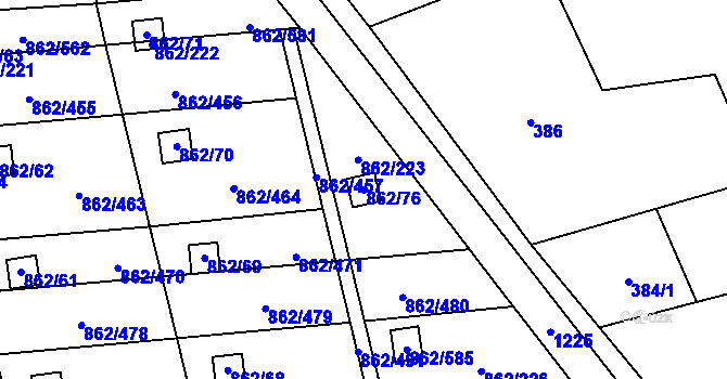 Parcela st. 862/76 v KÚ Slavonín, Katastrální mapa