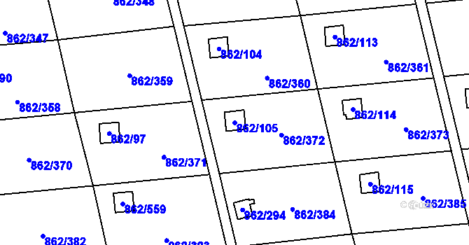 Parcela st. 862/105 v KÚ Slavonín, Katastrální mapa